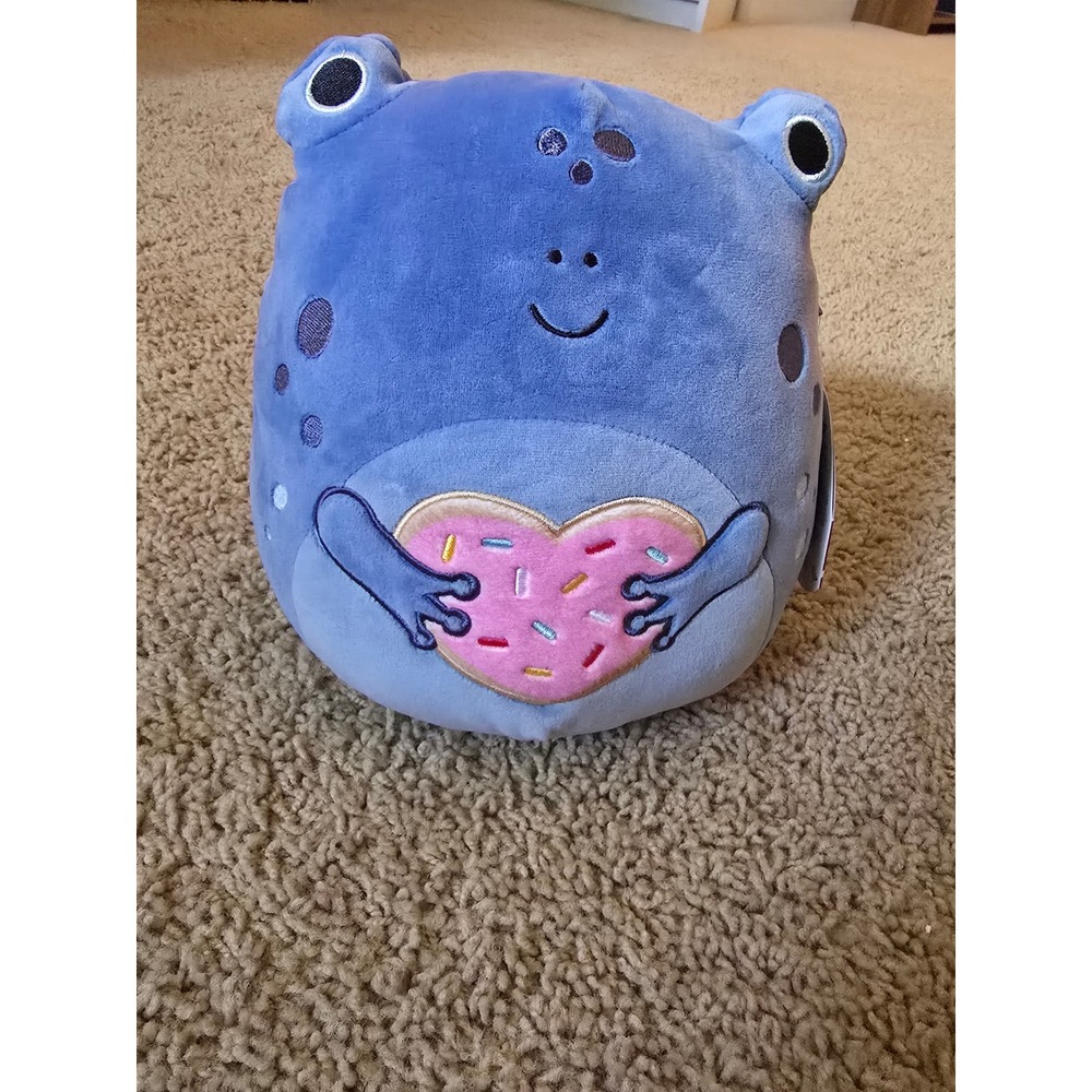 Squishmallows 8 Inch Agnolo the Blue Frog with Heart Cookie Plush Kellytoy NWT